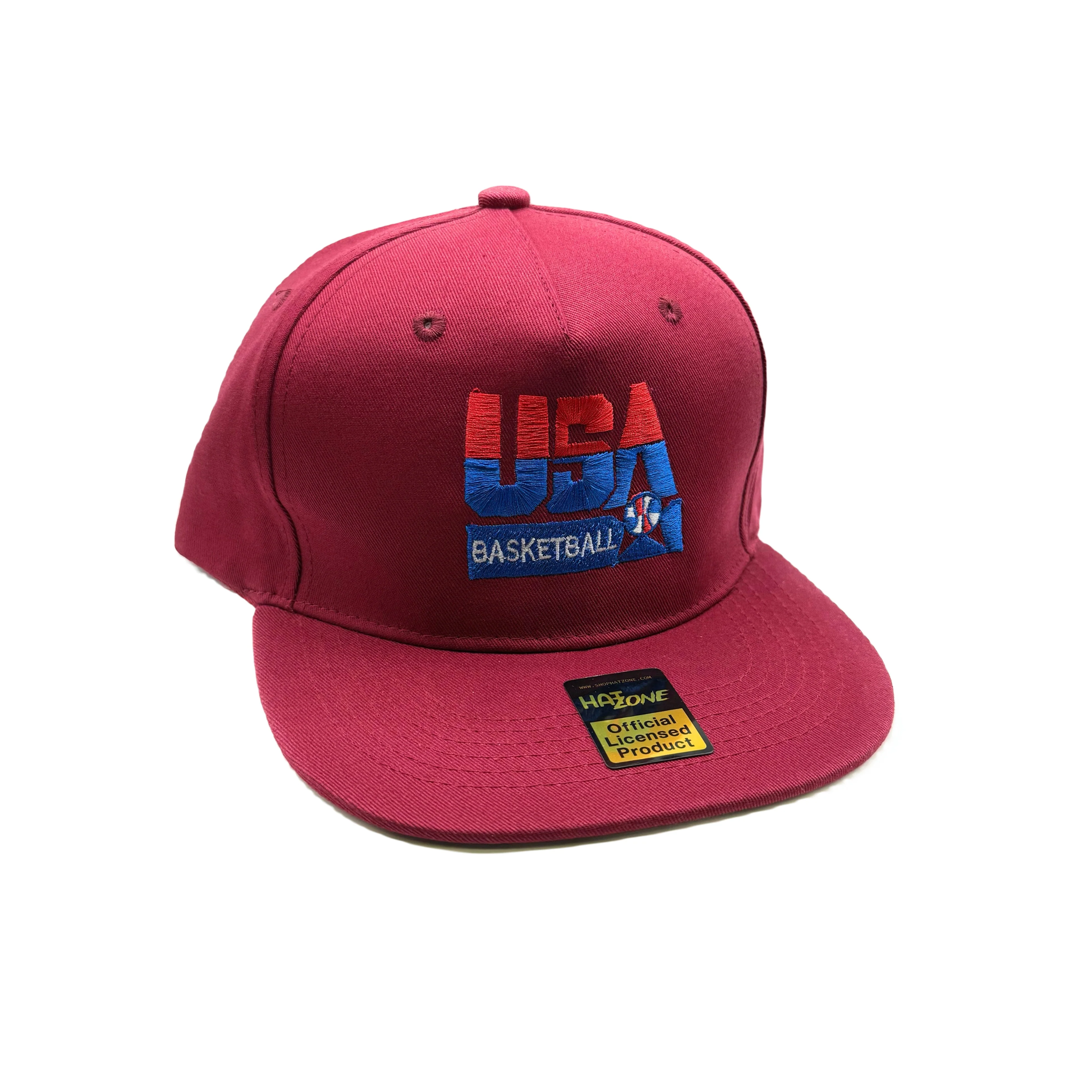 Retro Dream Team Flat Brim Snapback (Burgundy)