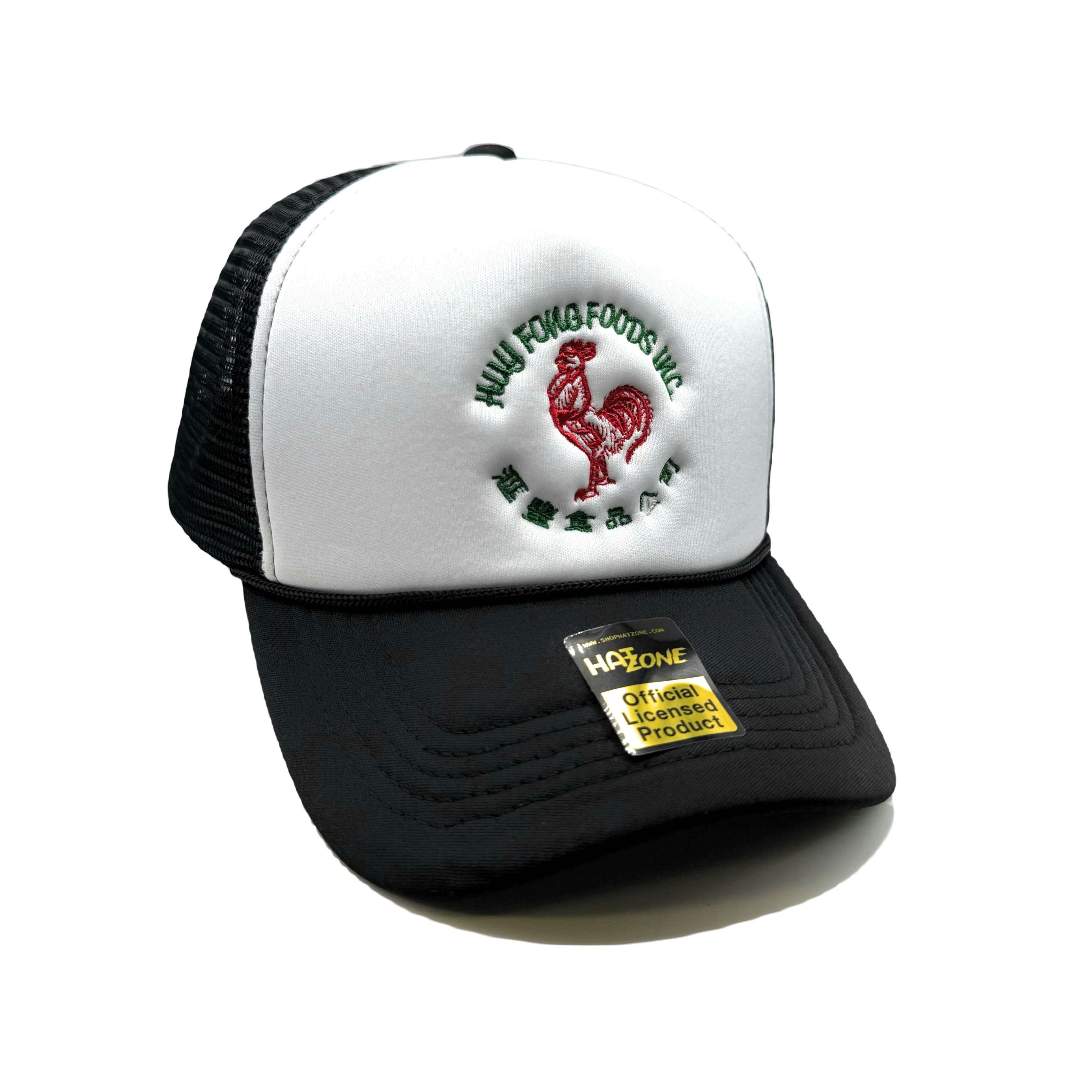 Rooster Hot Sauce Mesh Trucker Snapback (White/Black)
